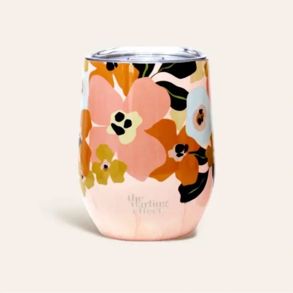 The Darling Effect Insulated Double Walled Lil’ Floral Delight Wine Tumbler Lid